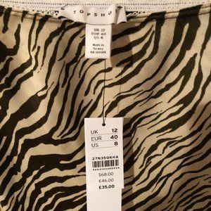 Zebra Satin Midi Skirt